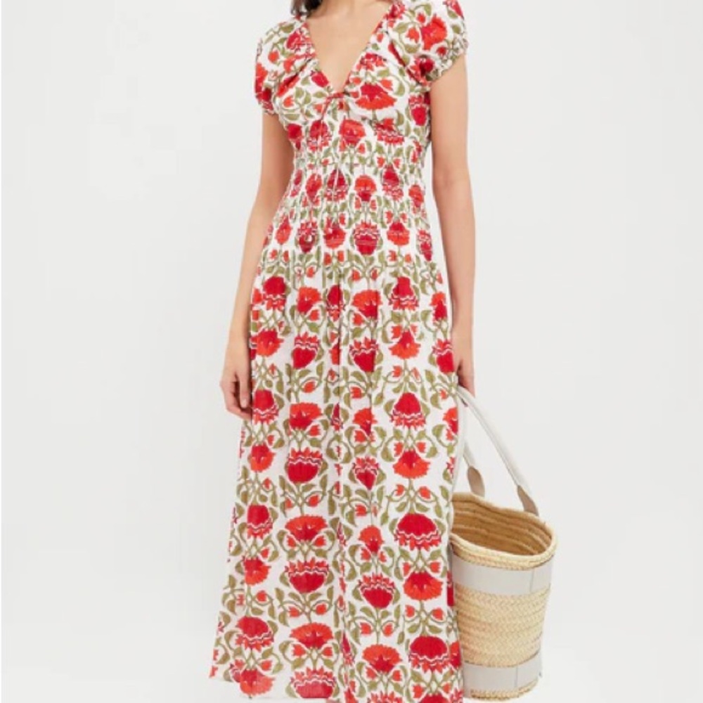 SAYLOR Red and White Floral Midi Dress NWOT
